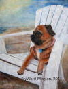 Beach Pug Oil Painting